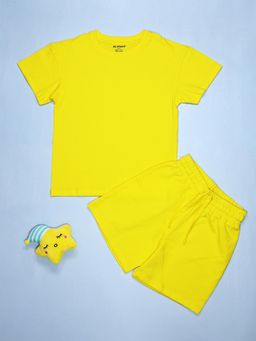 Be Awara - Cotton Half Sleeves Illuminating Yellow T-Shirt & Shorts - Yellow (Set of 2)