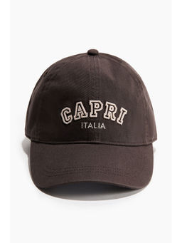 H&M - Women Brown Embroidered-Motif Twill Cap