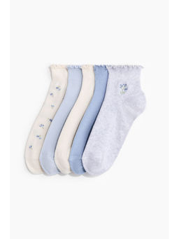 H&M - Women Blue 5-Pack Ankle Socks