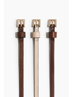 H&M - Women Brown 3-Pack Narrow Belts