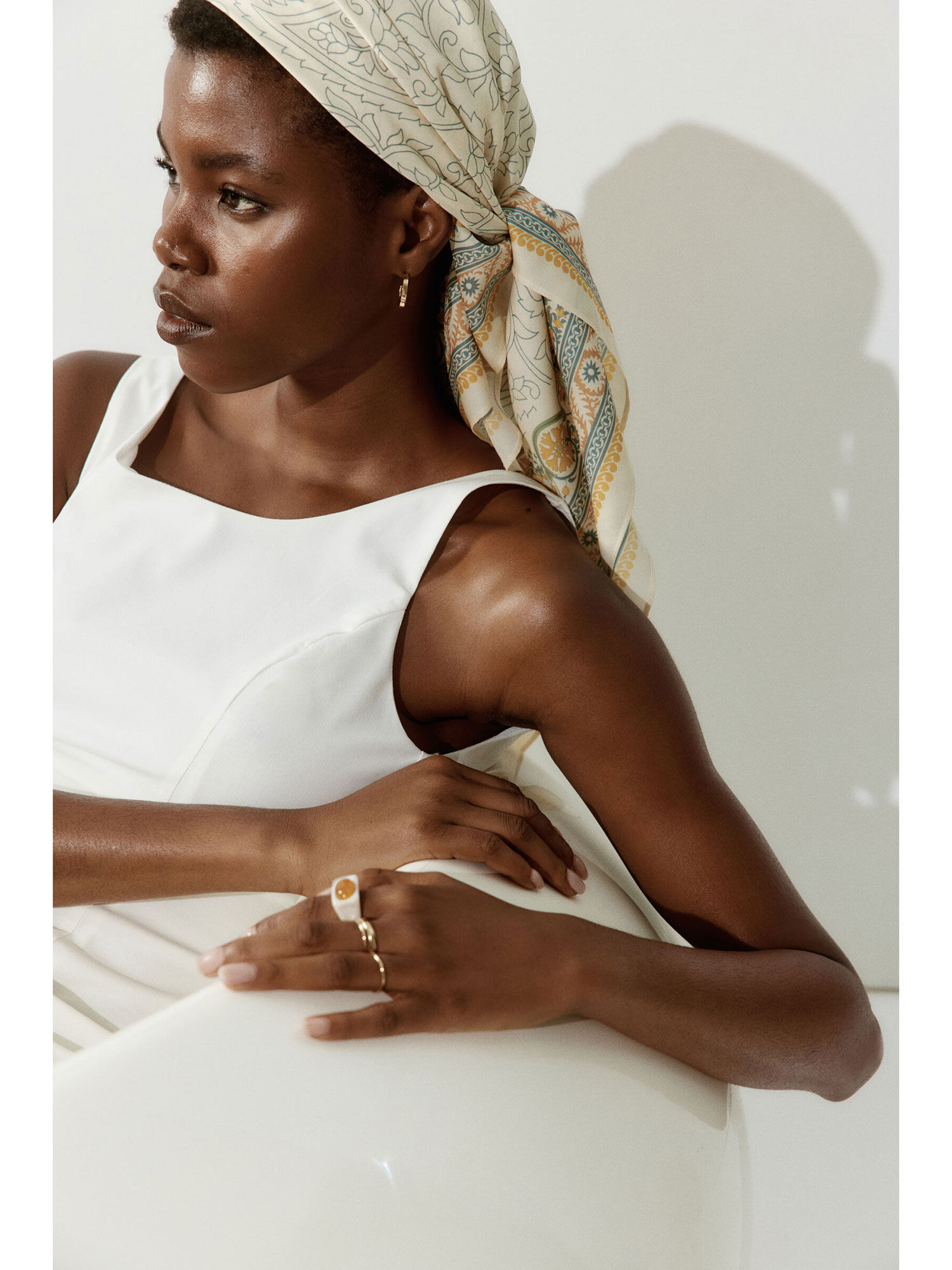 h&m Women Yellow Printed Satin Scarf-picture-12
