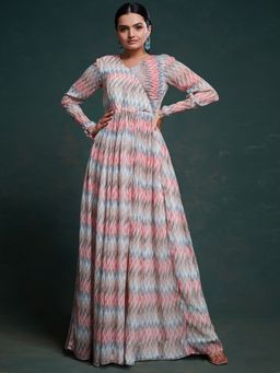 Odette - Multi-Colour Georgette Printed Maxi Dress
