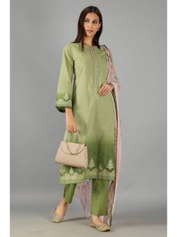 Barara Ethnic - Green Printed Kurta Set with Dupatta