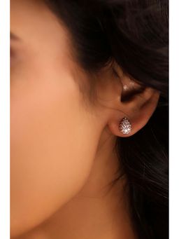 Biba - Women White Brass Stud Earrings