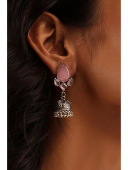 Biba - Women Light Pink Brass Jhumka Earrings