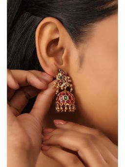 Biba - Women Multi-Color Stone Assorted Brass Jhumka Earrings