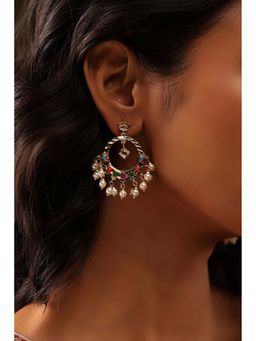 Biba - Women Multi-Color Brass Chandbali Earrings