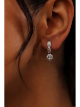 Biba - Women White Stone Brass Drop Earrings