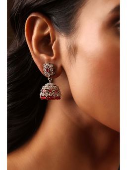 Biba - Women Dark Pink Brass Jhumka Earrings