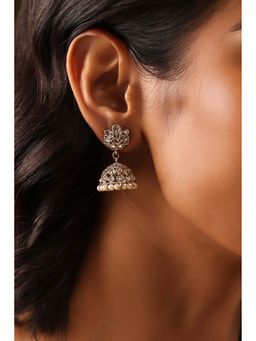 Biba - Women White Brass Jhumka Earrings