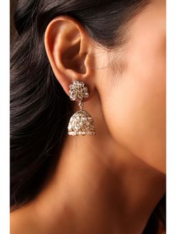 Biba - Women White Brass Jhumka Earrings