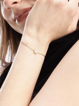 Carlton London - Women 18Kt Gold Plated Cz Floral Charm Adjustable Bracelet