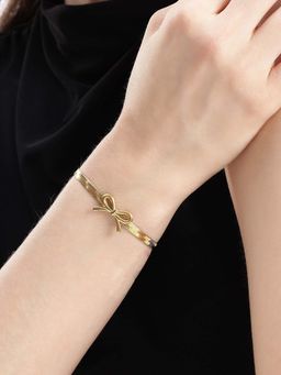 Carlton London - Women 18Kt Gold Plated Bow Charm Adjustable Snake Bracelet
