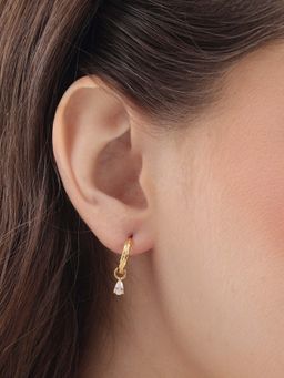 Carlton London - Women 18Kt Gold Plated Dangling Cz Stone Drop Earrings