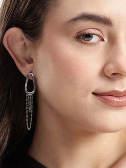Carlton London - Women Silver Plated Tassel Drop Earrings