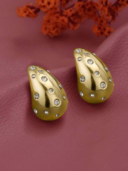 Carlton London - Women 18Kt Gold Plated Cz Stone Bold Stud Earrings