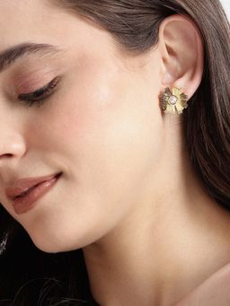 Carlton London - Women 18Kt Gold Plated Pearl Bloom Stud Earrings