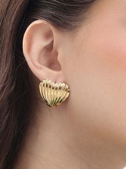 Carlton London - Women Gold Plated Bold Heart Stud Earrings