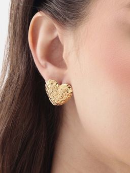 Carlton London - Women Gold Plated Stylish Bold Heart Stud Earrings