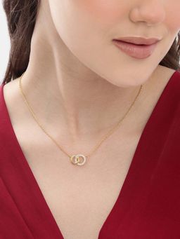 Carlton London - Women 18Kt Gold Plated Cz Stone Twin Circle Necklace