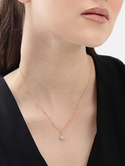 Carlton London - Women 18Kt Gold Plated Cz Burst Star Pendant Necklace