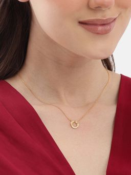 Carlton London - Women 18Kt Gold Plated Circular Pendant Necklace