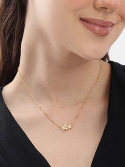Carlton London - Women 18Kt Gold Plated Cz Stone Double Floral Necklace