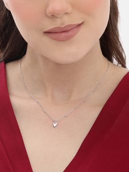 Carlton London - Women Rhodium Plated Heart Pendant Necklace