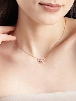 Carlton London - Women 18Kt Rose Gold Plated Cz Bow Necklace