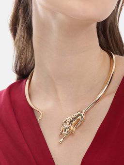 Carlton London - Women 18Kt Gold Plated Green Cz Stone Panther Necklace