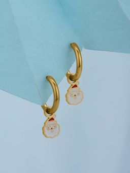 Carlton London - Women 18Kt Gold Plated Dangling Enamel Santa Drop Earrings