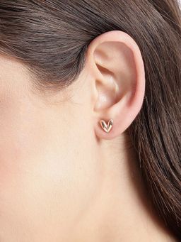 Carlton London - Women 925 Sterling Silver Rose Gold Plated Heart Stud Earrings