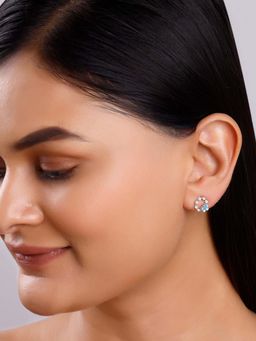 GIVA - Women 925 Silver Nari Blue-White Pearl Stud Earrings