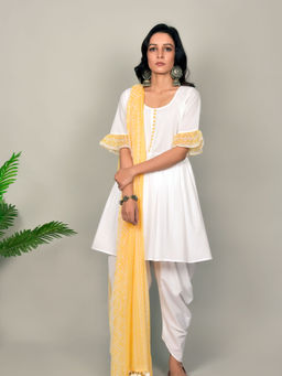 Empress Pitara - Mulmul White Dhoti Slawar Set