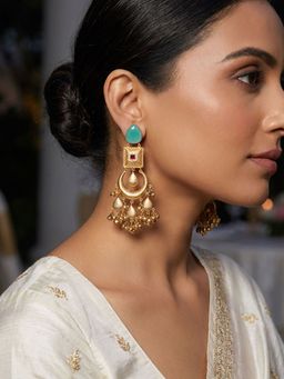 Niscka - 22K Gold Plated Big Chandbali Earrings