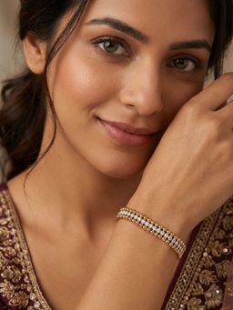 Niscka - 24K Gold Plated Triple Layer White Cz Bracelet