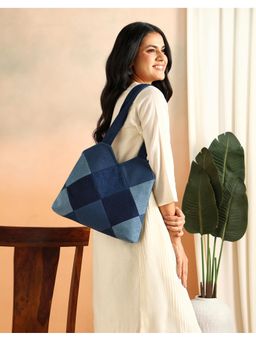 Fabindia - Colorblock Blue Tote Bag