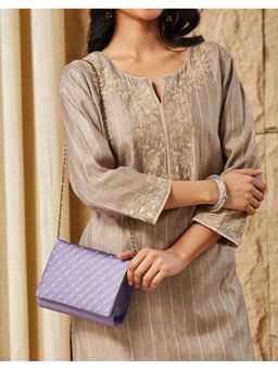 Fabindia - Purple Clutch Bag with Detachable Strap (M)