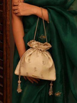 AMYRA - Beige Arohi Embroidered Potli Bag