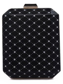 London Rag - Black Metallic Cut Out Clutch Bag with Detachable Strap