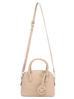 London Rag - Beige Smiley Bag Tag Shoulder Bag with Detachable Strap