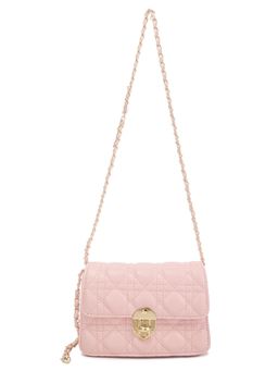 London Rag - Pink Quilted Metallic Buckle Sling Bag