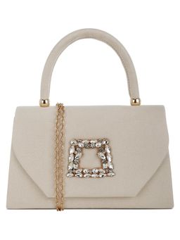 London Rag - White Top Handle Brooch Mini Bag with Detachable Strap