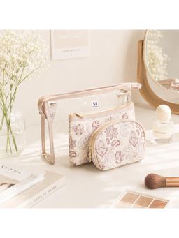 NFI Essentials - Beige Cosmetic Makeup Pouch Pouches (Pack Of 3) (L)