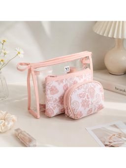 NFI Essentials - Pink Cosmetic Makeup Pouch Pouches (Pack Of 3) (L)