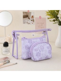 NFI Essentials - Purple Cosmetic Makeup Pouch Pouches (Pack Of 3) (L)