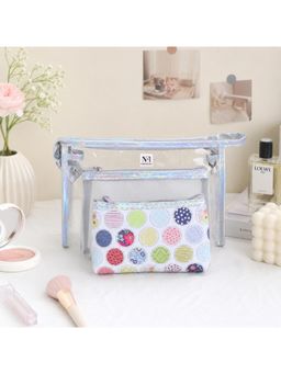 NFI Essentials - Womens Silver 3-In-1 Transparent Makeup Organizer Pouches (Pack Of 3) (L)