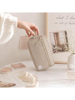 NFI Essentials - Womens Khaki Multipurpose Vanity Storage Toiletry Makeup Organizer Pouch (M)