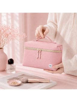 NFI Essentials - Womens Pink Cosmetic Travel Case Makeup Vanity Organizer Pouch (M)