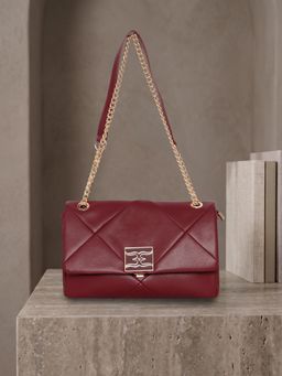 ESBEDA - Womens Maroon Puffy Elegance Shoulder Bag (M)